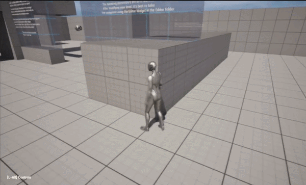 A drone detecting the player, pitching to aim, and opening fire with converging beams